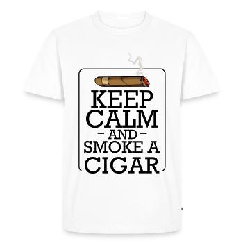 Cartoon Cigar with Smoke — Retro Style - Men's Premium Organic T-Shirt - white - Front - Nico (187cm)