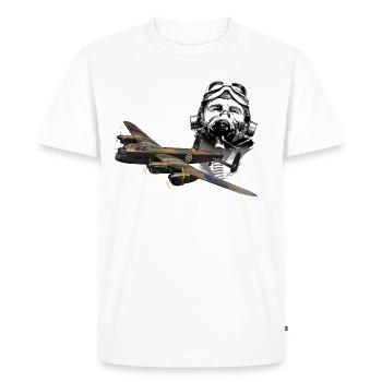 Pilot Lankaster - Men's Premium Organic T-Shirt - white - Front - Nico (187cm)