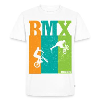 Silhouettes des riders BMX Color Block - T-shirt Premium bio Homme - blanc - Devant - Nico (187cm)