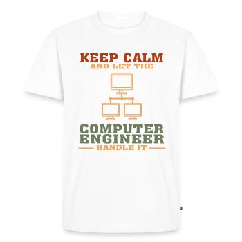 Best-seller Ingénieur informatique Tshirt, Gardez votre calme - T-shirt Premium bio Homme - blanc - Devant - Nico (187cm)