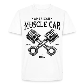 Muscle-car American Classic v8 - T-shirt Premium bio Homme - blanc - Devant - Nico (187cm)