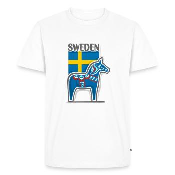 Suède Voyage Souvenir Landmark, drapeau suédois - T-shirt Premium bio Homme - blanc - Devant - Nico (187cm)