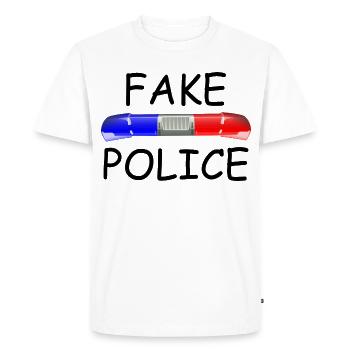 Faux policiers - T-shirt Premium bio Homme - blanc - Devant - Nico (187cm)