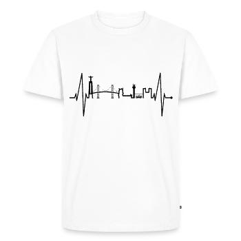 Lisbonne Skyline Heartbeat Portugal Love Lisboa - T-shirt Premium bio Homme - blanc - Devant - Nico (187cm)