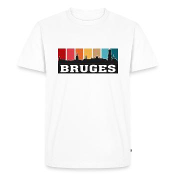 Bruges Belgique Voyage Skyline Souvenirs Silhouette - T-shirt Premium bio Homme - blanc - Devant - Nico (187cm)