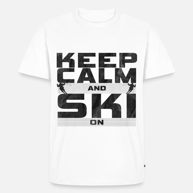 Keep Calm and Ski on - Männer Premium Bio T-Shirt - Weiß