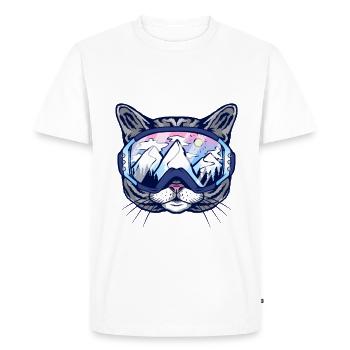Cat Ski Goggles - Men's Premium Organic T-Shirt - white - Front - Nico (187cm)
