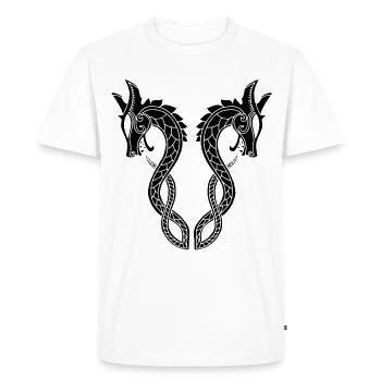 Dragon noir à deux têtes - T-shirt Premium bio Homme - blanc - Devant - Nico (187cm)