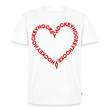 Hockey Saint Valentin Coeur - Coeur - Herz - T-shirt Premium bio Homme - blanc - Devant - Nico (187cm)