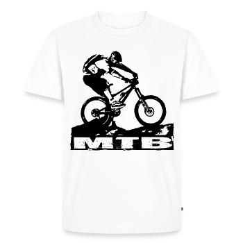 Mtb - Men's Premium Organic T-Shirt - white - Front - Nico (187cm)