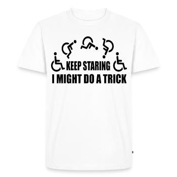 Continue à regarder, puis je ferai un tour en fauteuil roulant # - T-shirt Premium bio Homme - blanc - Devant - Nico (187cm)