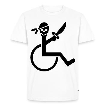 Fauteuil roulant Pirate pour les rouleaux durs. Chemise humoristique * - T-shirt Premium bio Homme - blanc - Devant - Nico (187cm)