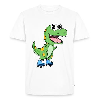 Patinage en ligne dinosaures - T-shirt Premium bio Homme - blanc - Devant - Nico (187cm)