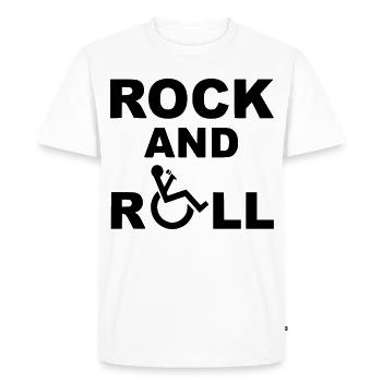 Rock and roll, musicien en fauteuil roulant, musique * - T-shirt Premium bio Homme - blanc - Devant - Nico (187cm)