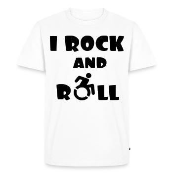 Je fais du rock and roll. Humour en fauteuil roulant # - T-shirt Premium bio Homme - blanc - Devant - Nico (187cm)