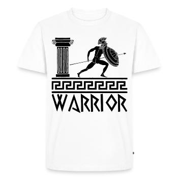 Guerrier grec hoplite noir - T-shirt Premium bio Homme - blanc - Devant - Nico (187cm)