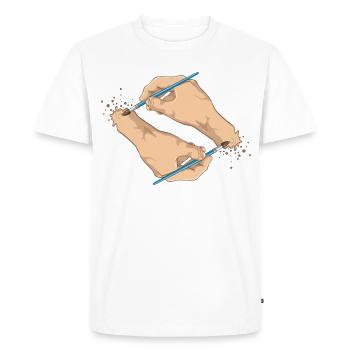 Mains et pinceaux - T-shirt Premium bio Homme - blanc - Devant - Nico (187cm)