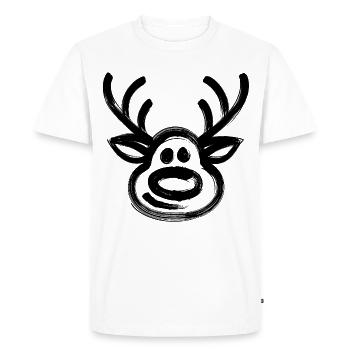 Christmas reindeer face deer - Men's Premium Organic T-Shirt - white - Front - Nico (187cm)