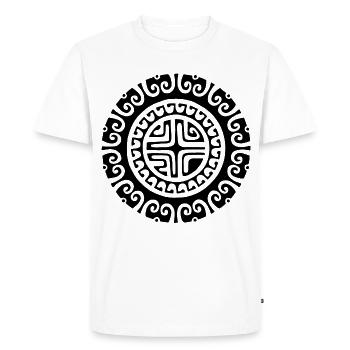 Black flower of Polynesia - Men's Premium Organic T-Shirt - white - Front - Nico (187cm)