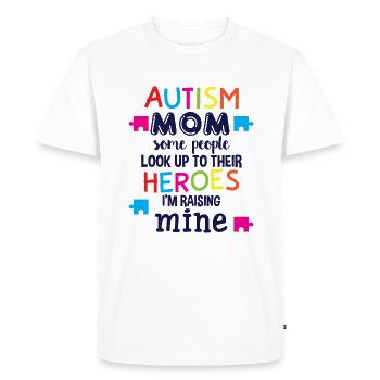 Maman autiste Certaines personnes regardent vers les héros - T-shirt Premium bio Homme - blanc - Devant - Nico (187cm)