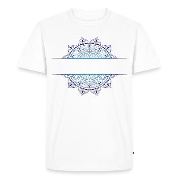 Mandala Cyan Magenta - T-shirt Premium bio Homme - blanc - Devant - Nico (187cm)