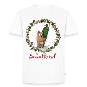 Hibou écolier - T-shirt Premium bio Homme - blanc - Devant - Nico (187cm)