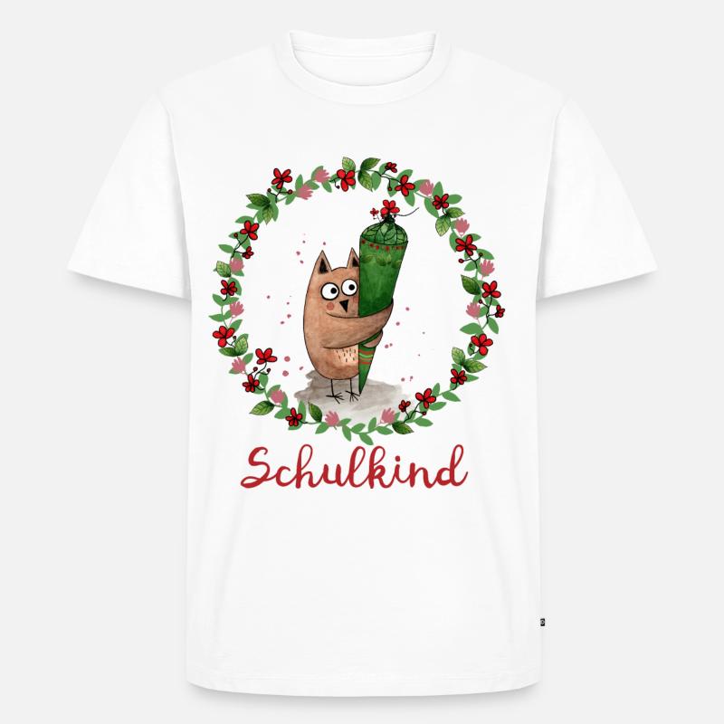 Schulkind Eule - Männer Premium Bio T-Shirt - Weiß
