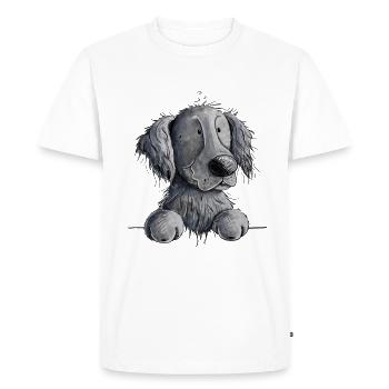 Happy Flat Coated Retriever I Dog - Men's Premium Organic T-Shirt - white - Front - Nico (187cm)