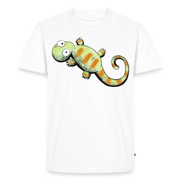 Happy Gecko I Lizard - Men's Premium Organic T-Shirt - white - Front - Nico (187cm)