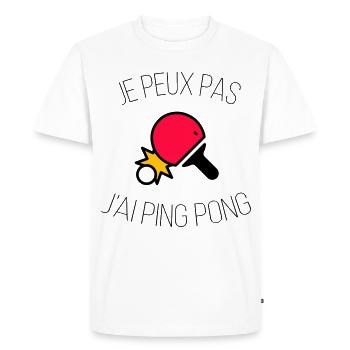 je peux pas j ai ping pong - T-shirt Premium bio Homme - blanc - Devant - Nico (187cm)
