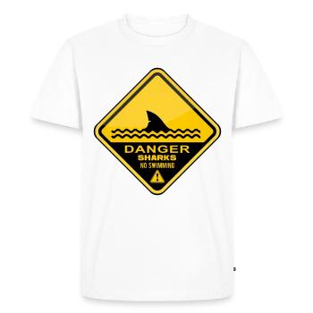 Danger Requins Pas de natation - T-shirt Premium bio Homme - blanc - Devant - Nico (187cm)
