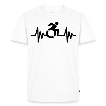 Utilisateur d’un fauteuil roulant avec un cœur qui bat # - T-shirt Premium bio Homme - blanc - Devant - Nico (187cm)