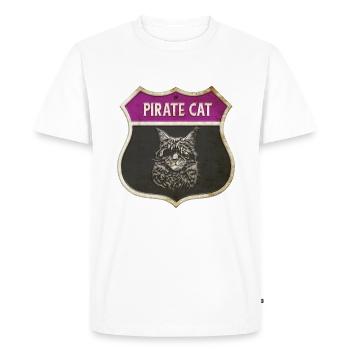 Motif écusson pirate de chat - T-shirt Premium bio Homme - blanc - Devant - Nico (187cm)