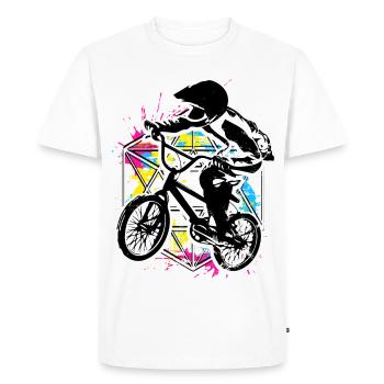 Bmx Racing Retro Bunt - Bmx Fahrrad - Bmx Bike - T-shirt Premium bio Homme - blanc - Devant - Nico (187cm)