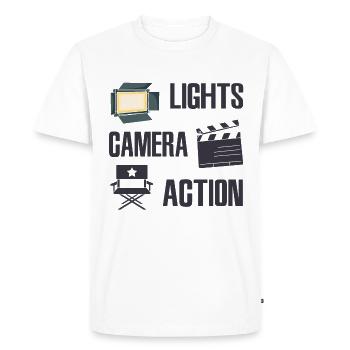 Producteur vidéo - T-shirt Premium bio Homme - blanc - Devant - Nico (187cm)