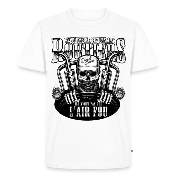 Ne vous frottez pas aux Routiers Ils ont l'air fou - T-shirt Premium bio Homme - blanc - Devant - Nico (187cm)