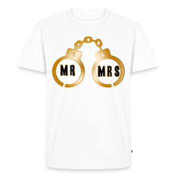 Emblème de menottes de couple doré - T-shirt Premium bio Homme - blanc - Devant - Nico (187cm)