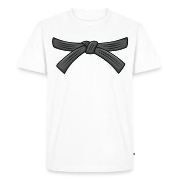 Ceinture de karaté, ceinture noire 1er dan, instructeur de karaté - T-shirt Premium bio Homme - blanc - Devant - Nico (187cm)