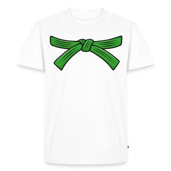 Ceinture de karaté, diplôme de ceinture verte Kyu Karaté étudiant - T-shirt Premium bio Homme - blanc - Devant - Nico (187cm)