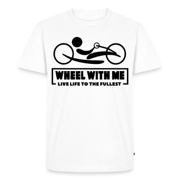 Roll with me with my wheelchair handbike * - Men's Premium Organic T-Shirt - white - Front - Nico (187cm)