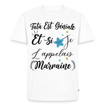 Tata est génial et si je l'appelais marraine bébé - T-shirt Premium bio Homme - blanc - Devant - Nico (187cm)