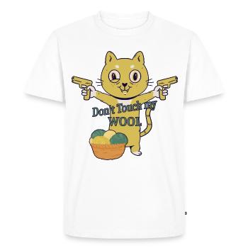 Ne touchez pas à ma laine! - T-shirt Premium bio Homme - blanc - Devant - Nico (187cm)