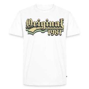 Né en 1981 - T-shirt Premium bio Homme - blanc - Devant - Nico (187cm)