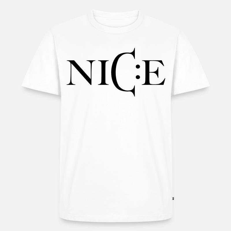 Nice – Minimal Smiley Greeting - Männer Premium Bio T-Shirt - Weiß