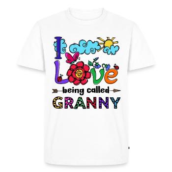 Vieille Femme Grand-mère Grand-mère Déclaration Retraité - T-shirt Premium bio Homme - blanc - Devant - Nico (187cm)