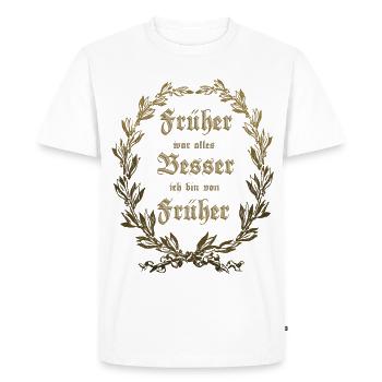 TOUT ÉTAIT MIEUX Laurel Wreath Gold - T-shirt Premium bio Homme - blanc - Devant - Nico (187cm)