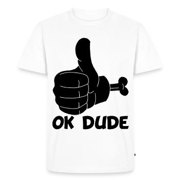 Ok mec ! (noir) - T-shirt Premium bio Homme - blanc - Devant - Nico (187cm)