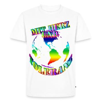 avec cœur et tolérance Monde - T-shirt Premium bio Homme - blanc - Devant - Nico (187cm)