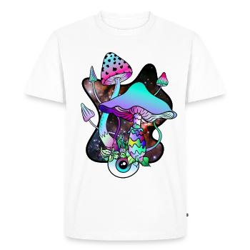 Magic Mushrooms Colorful Mushroom Art Goa Psy Trance - Men's Premium Organic T-Shirt - white - Front - Nico (187cm)