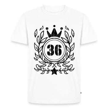 36 - Année de naissance Année de naissance 1936 - T-shirt Premium bio Homme - blanc - Devant - Nico (187cm)